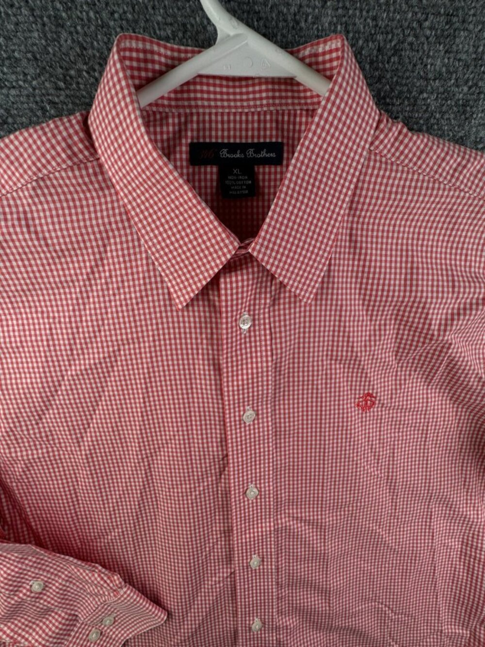 Brooks Brothers Boys Long Sleeve Button Up Shirt XL Red Check Cotton Woven Youth